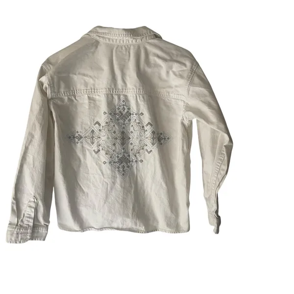American Eagle S White Cotton Denim Western Embroidered Jacket Coastal Cowgirl‎ - Image 3