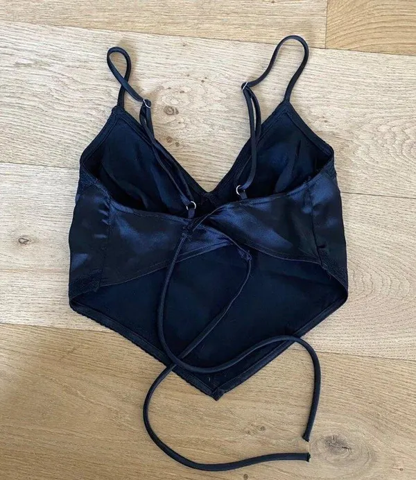 Rebelflow Havana Satin Crop Top in Black - Image 4