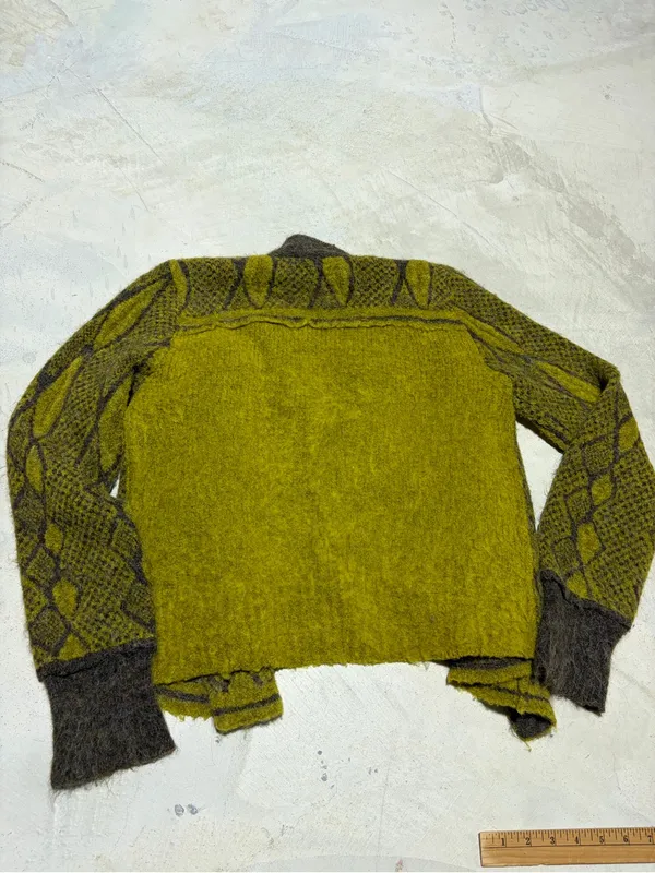 Free people Green and Brown wool alpaca Cardigan medium - Image 13