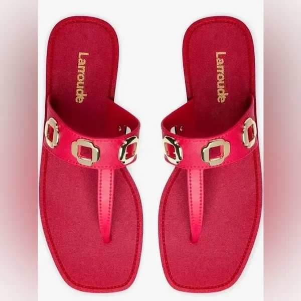 Larroudé Milan Slide‎ Cushioned Sandal (Women), Scarlett Red, Size 8/9, NWT - Image 4