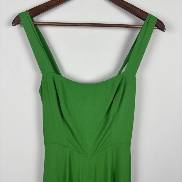 Reformation Alva Jumpsuit Womens 2 Kelly Green‎ Smocked Wide Leg Sleeveless Crop - Image 7