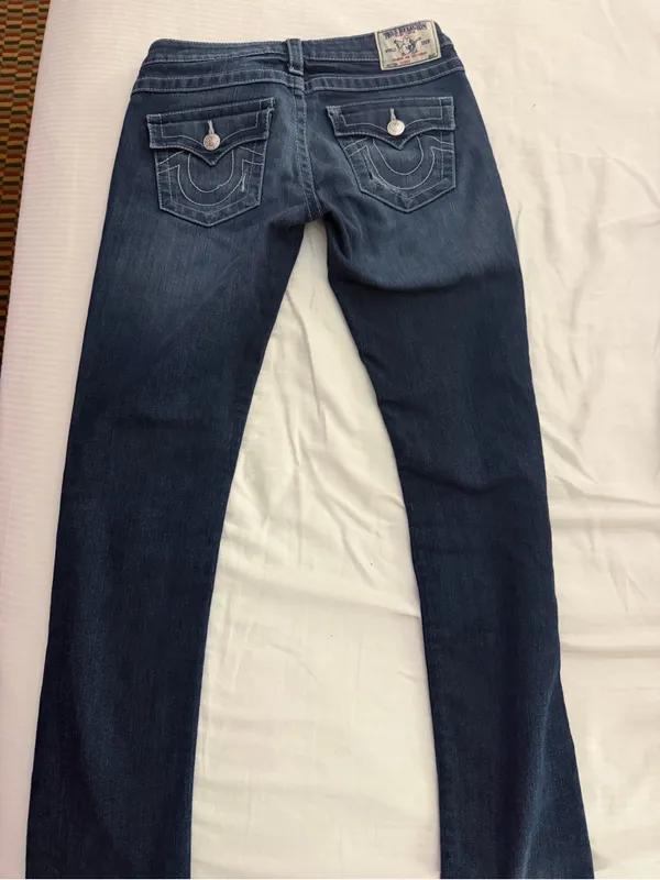 True Religion Women's Straight Leg Jeans in Dark Blue Wash - Image 4
