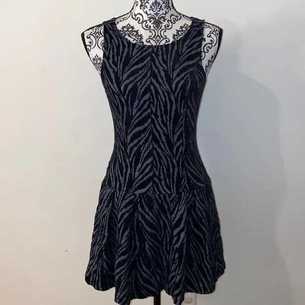 Free People Movement Zebra Print Chenille Textured Drop Waist Mini Dress Si… - Image 2