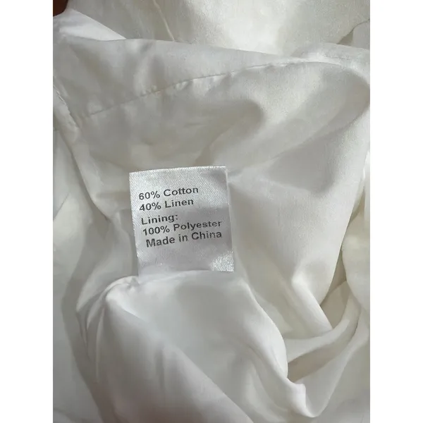 Princess Polly Mini Dress Womens White Cotton Linen Puff Sleeve Button Up Size 2 - Image 8