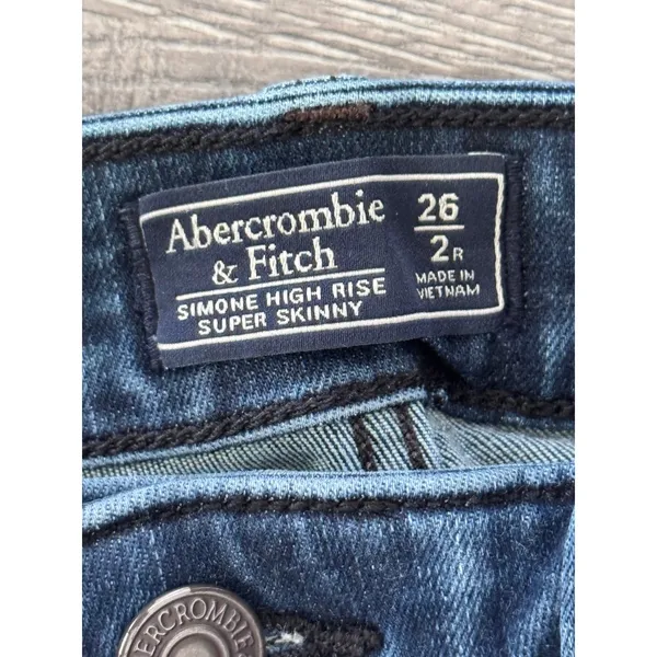 Abercrombie and Fitch super high rise super skinny jeans, denim‎ size 26 size 2 - Image 3