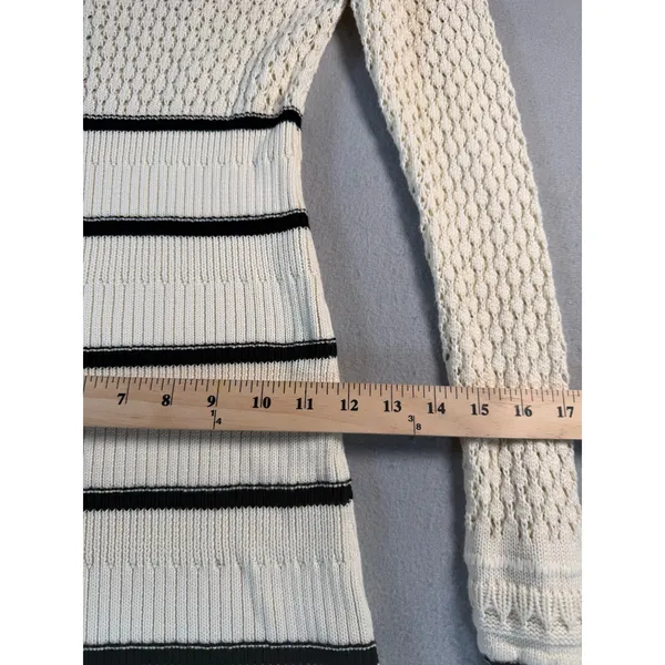 Kivari Cream Black Striped Ruffle Knit Maxi Dress Long Sleeve Size US 4 - Image 8