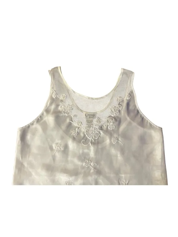 White Beaded Camisole Tank Top Womens M Sleeveless Elegant Used Embroidery - Image 12