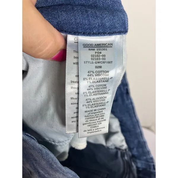 Good American Good Waist Crop Jeans Womens 18 Blue Excellent Distressed Skinny - Image 4