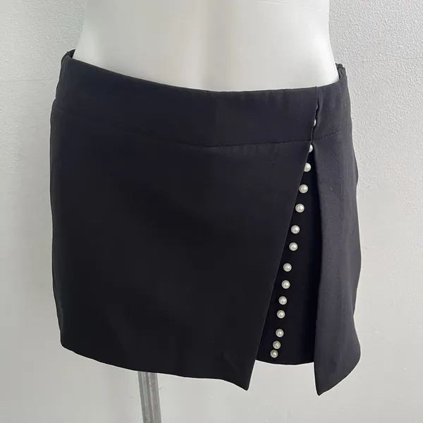 NEW Zara Mini Skort Skirt Black Pearl SMALL High Rise Womens - Image 5