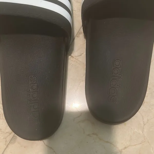 New Adidas Black and White Slide Sandals - Image 3