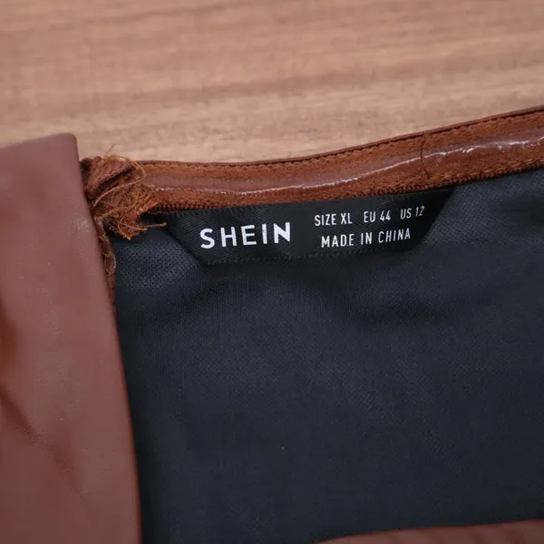 SHEIN Brown Faux Leather Corset Top Zip Back Sweetheart Neck XL 12 - Image 3