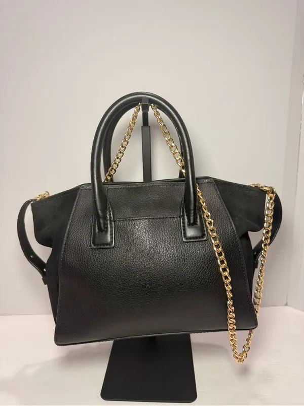 Michael Kors Avril Small Black Pebbled Leather & Suede Satchel - Image 6
