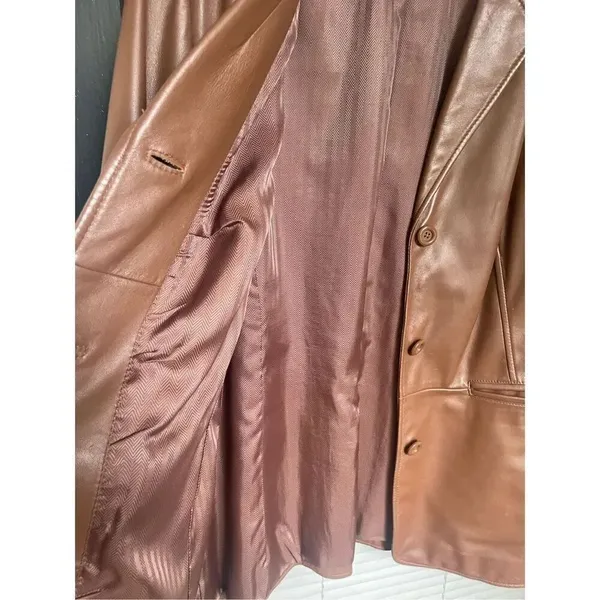 Preston & York Women’s Lambskin Leather Jacket Brown Size L - Image 12
