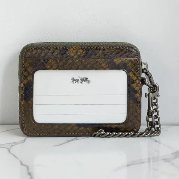 Coach Zip Card Case With Snake Print in Olive Multi CCO20 - Image 2