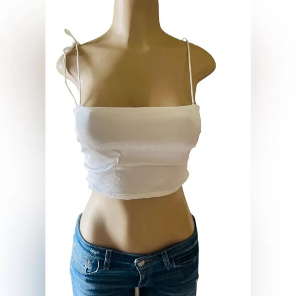 Zara Satin Effect cropped Top with Tie shoulders - Image 2