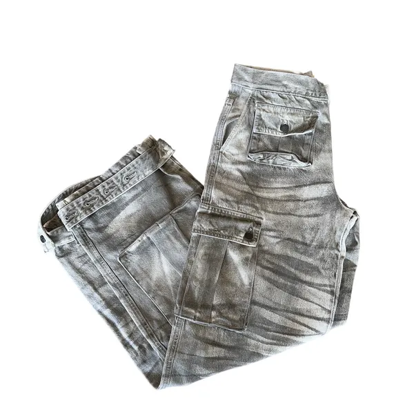GRLFRND Camo Cargo Jean Grey SIZE 32 Camoflage Slouchy Low Rise Baggy $295 NEW - Image 5