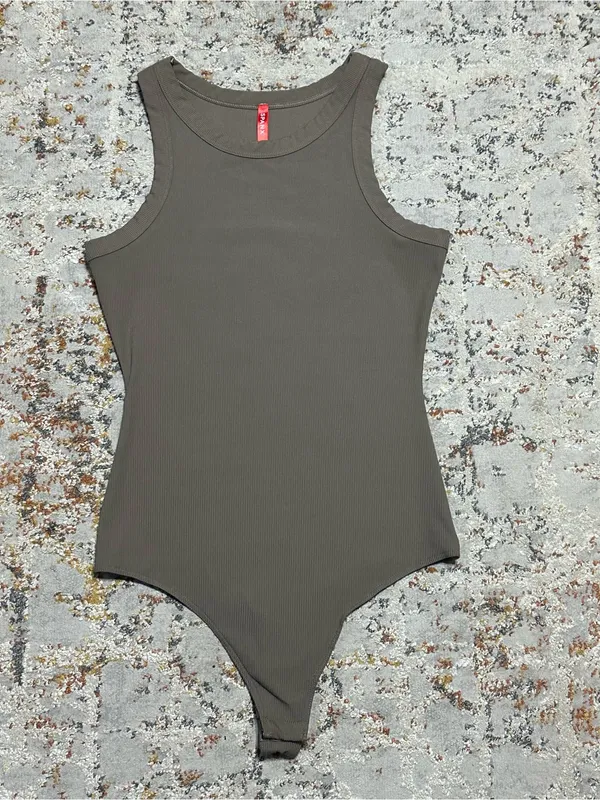 Spanx Suit Yourself Racerback Ribbed Bodysuit color smoke size Small - Image 11