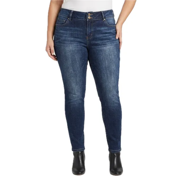 d. Jeans Dark Wash Skinny Ankle Jeans Double Button Mid Rise Jeggings Size 12 - Image 2