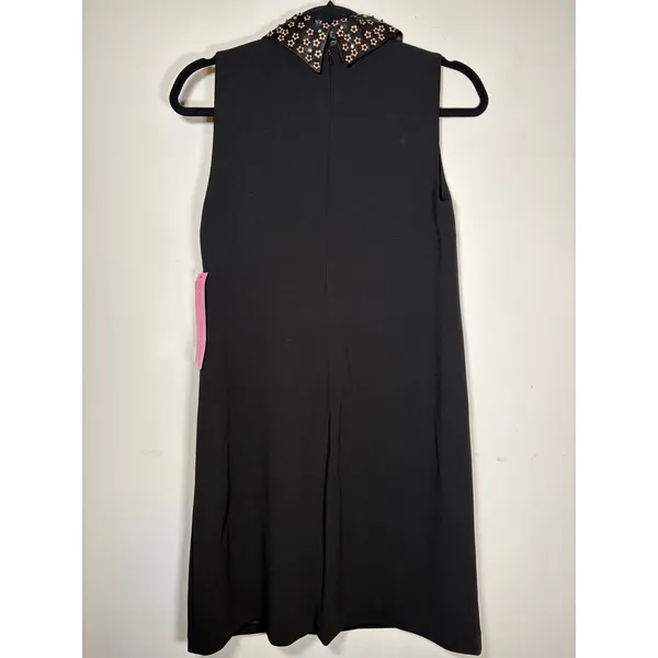 Betsey Johnson NWT Shift Dress Black Floral Embellished Collar Classic Size 4 - Image 4