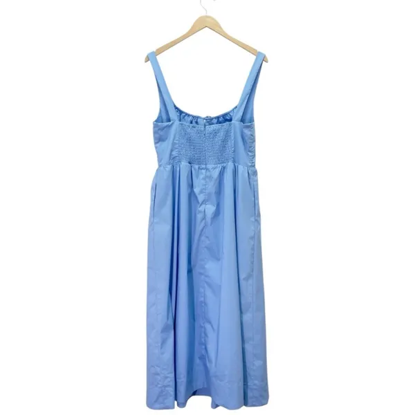 ASTR The Label Blue Corset Midi Dress Fit Flare Smocked Back Pockets Size Large - Image 3