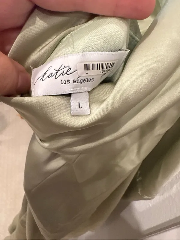Katie May Ryder Sage Satin Cowl Neck Maxi Dress L - Image 6
