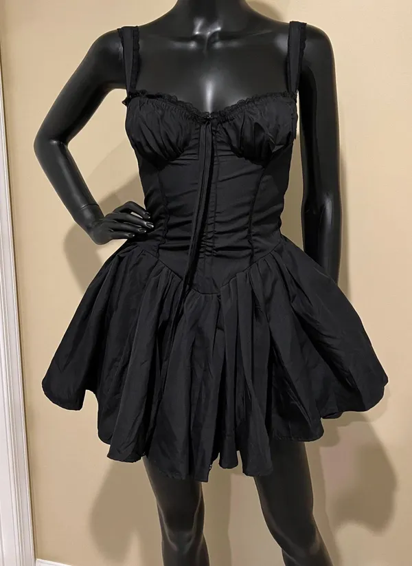 Fit and flare ruffle dress lace dress pleated mini dress summer elegrant dress - Image 2