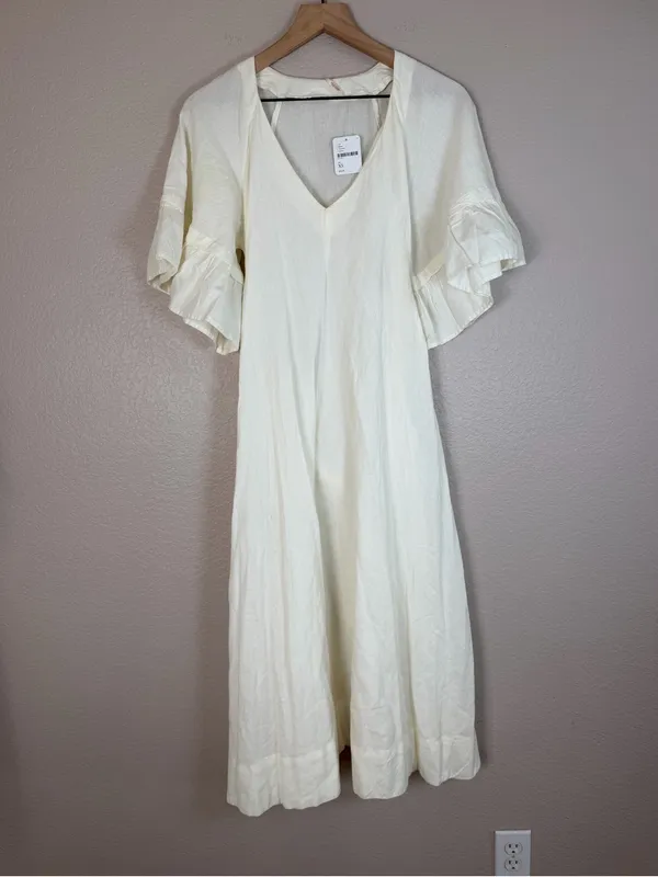 Free People Endless Summer What A Stunner Ruffle Midi Dress Ivory XS NEW $98 - Image 6