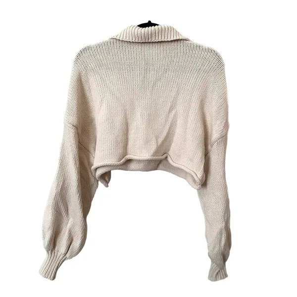 ZARA‎ Cropped Wide Sleeved Knit Sweater Sz Small - Image 4