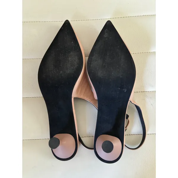 Seychelles Nude Pink Leather Pointed Toe Slingback Kitten Heels Pumps Size‎ 7 - Image 8