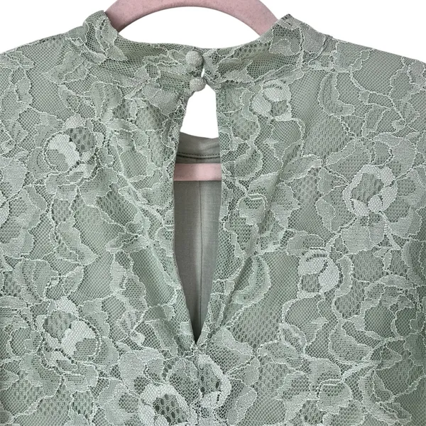 Anthropologie Maeve Green Lace‎ Mini Dress Women’s Large Mock Neck Sleeveless - Image 7