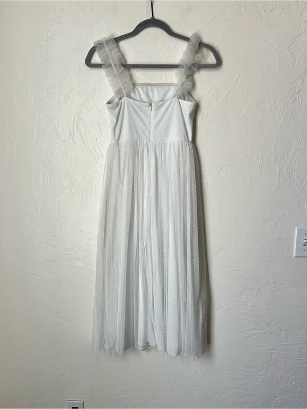 Lulu’s Divine Invitation white Tulle Swiss Dot Ruffled Midi Dress size XS - Image 9