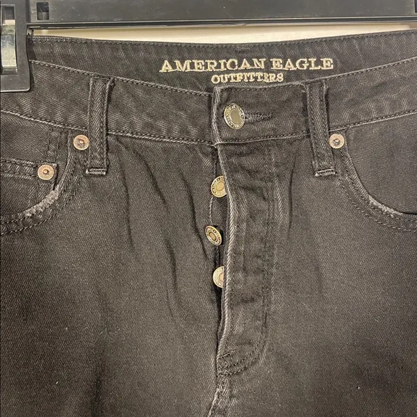 American Eagle Womens Black Hi Rise Festival Mini Denim Distressed Skirt 8 - Image 3