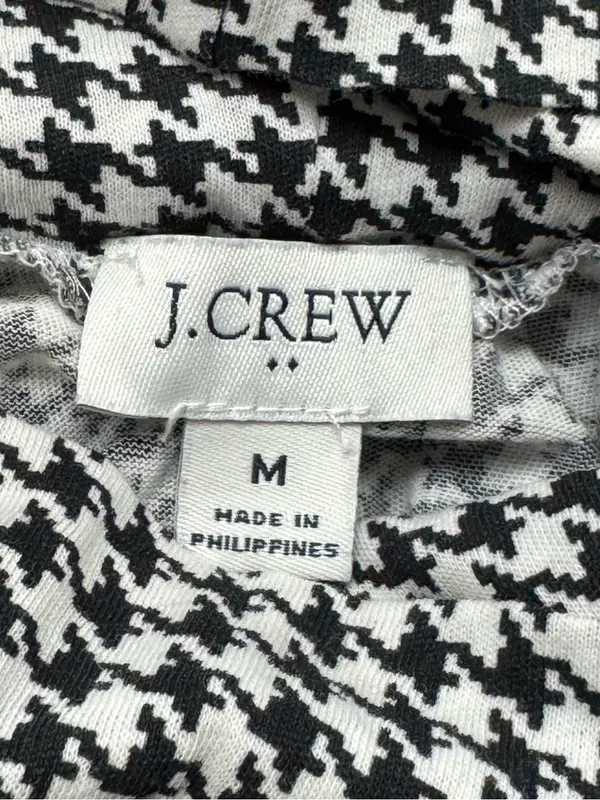 J. Crew Black and White Houndstooth Lightweight Long Sleeve Top Women’s Medium - Image 3