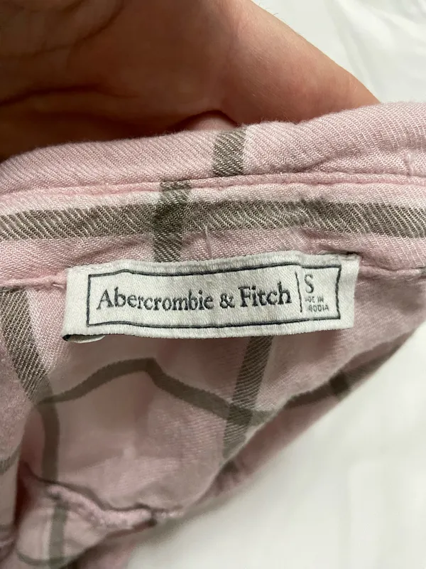 Abercrombie & Fitch pink plaid button up shirt Size S #preppy #flannel - Image 7