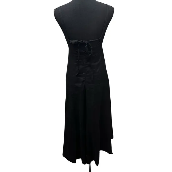 DISSH Black Linen Halter Tie Back Maxi Dress Womens Size US 8 Minimalist Coastal - Image 4