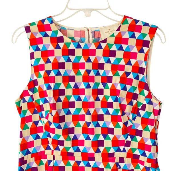 Kate Spade New York Abbey Colorful Geometric Print Dress Silk Blend size 12 - Image 3