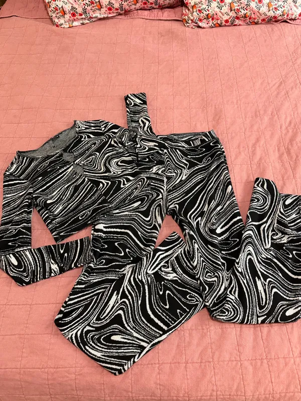 ZARA Set Matching Knit Marble Jacquard Printed  - Image 4