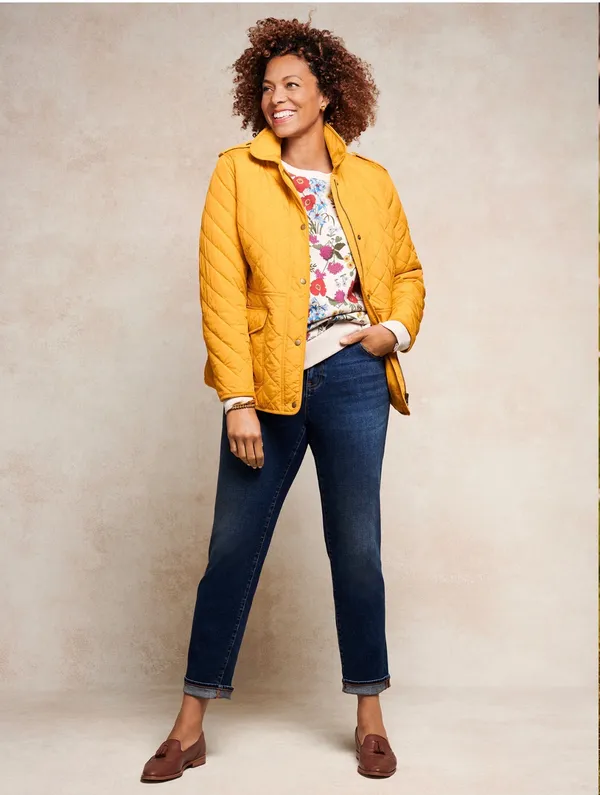 Talbots Yellow Quilted Barn Snap-Front Full Zip Collared Jacket - Image 3