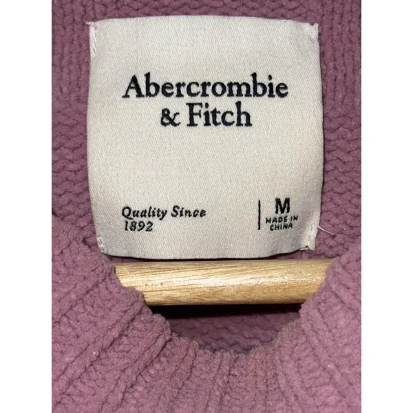 Abercrombie & Fitch Pink Checkered Textured Knit Pullover Crew Neck Sweater Sz M - Image 3
