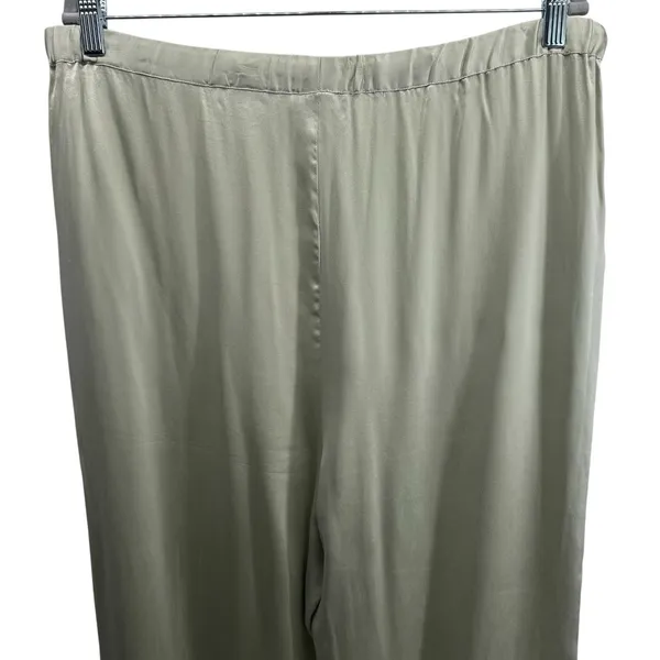 Clio 100% Silk Sage Green Drawstring Pants Pajama Career Luxury Old‎ Money L - Image 6
