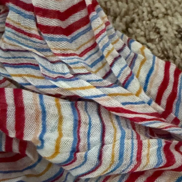 Colorful Striped Infinity Scarf Red - Image 4