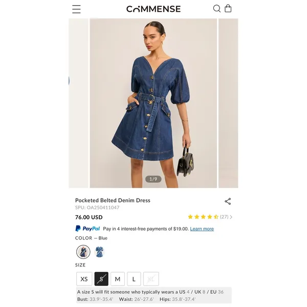 Commense Pocketed Belted Denim Dress - Image 8