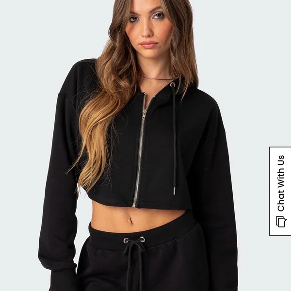 Edikted FOMO Cropped Hoodie & Shorts Set Size S - Image 3