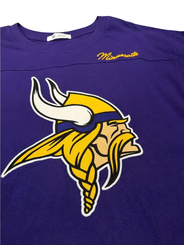 Minnesota Vikings ’47 Brand Purple Embroidered Logo 3/4 Sleeve Top Size M - Image 2