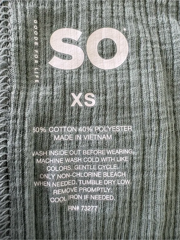 #007 SO Sage Green Ribbed Button Front Tank Top Size XS NWT - Image 4