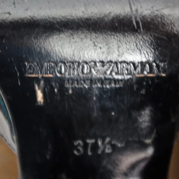 Emporio Armani Black Patent Leather Strappy Italian Made High Heels Size 37.5 - Image 2