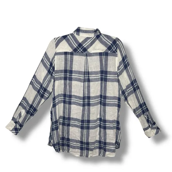 Rails Hunter‎ White Indigo Melange Plaid Women's Size M Long Sleeve Button Shirt - Image 5