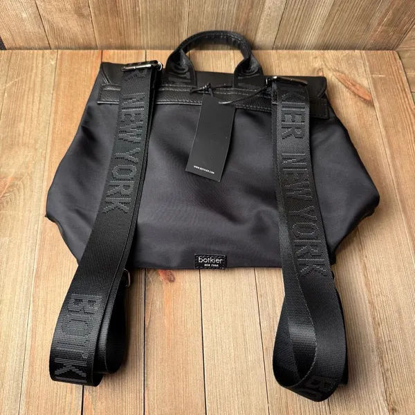 NWT‎ Botkier Trigger Small Black Nylon Faux Leather Backpack Wide Straps Pockets - Image 2