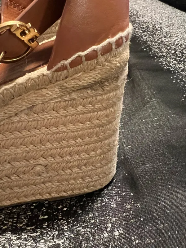 Womens 8M Tory Burch Selby wedge espadrille sandal brown/jute-wrapped platform - Image 11