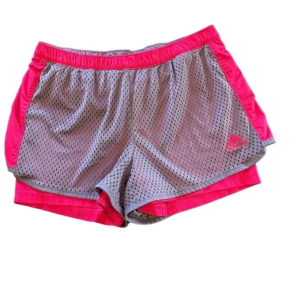 Adidas & Under Armour Women's Athletic Shorts in Pink/Gray Teal/ Gray Small‎ - Image 2